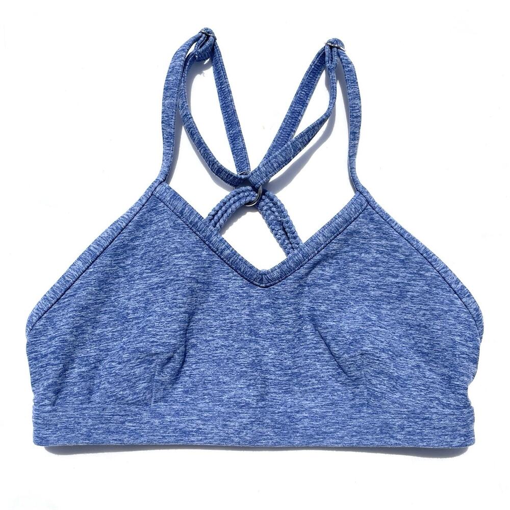 Bombshell Sportswear Strappy Sports Bra Womens Small Heather Blue Workout Gym